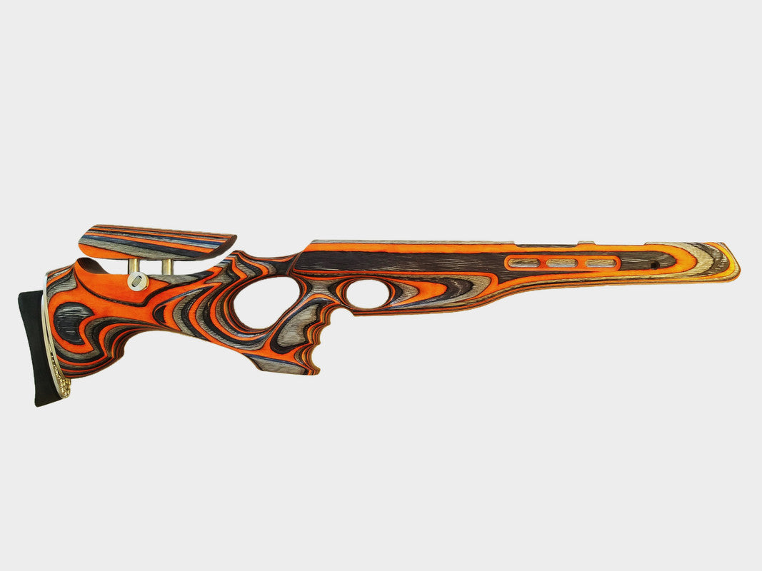 Custom stock for Air Arms TX(HC)200 FT design "zebra orange" laminate + cheek riser and pad
