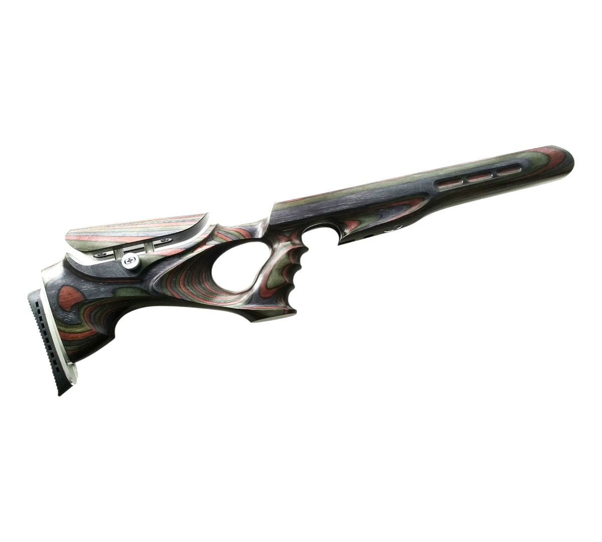 Air Arms S400 & S500 series custom stock in Forest Camo design for precision range shooting.