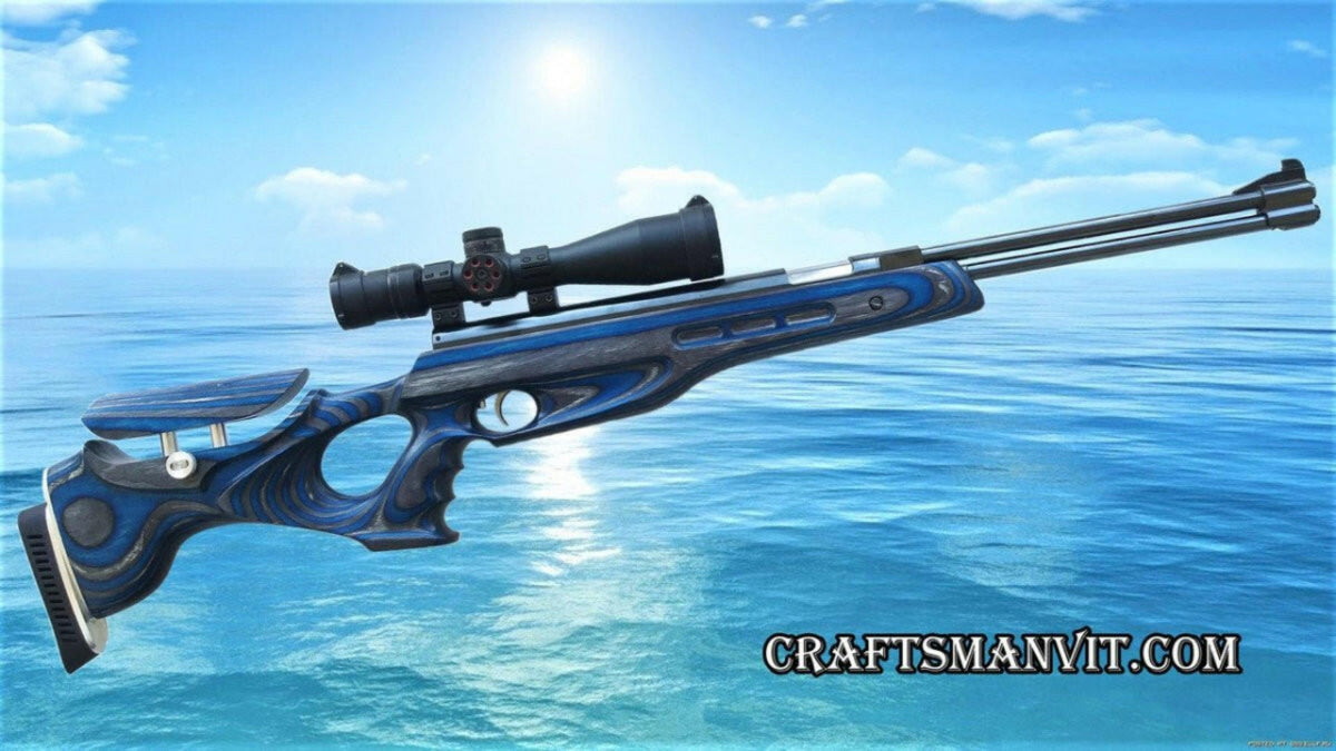 Weihrauch HW77 HW97 & Carbine custom stock FT design in royal blue by CRAFTSMAN VIT, featuring premium laminated wood.