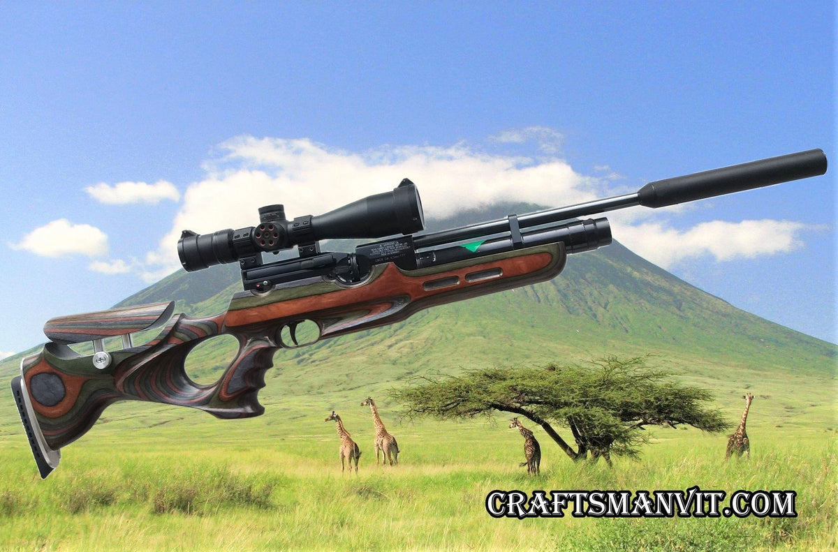 Custom stock for Weihrauch HW100K/FSB "forest camo" laminate + cheek riser and pad