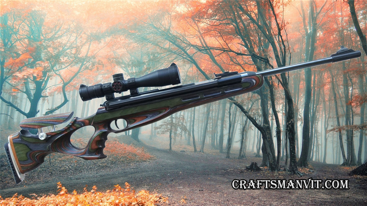 Custom stock for Diana 48/52 FT design forest camo laminate + cheek riser and pad