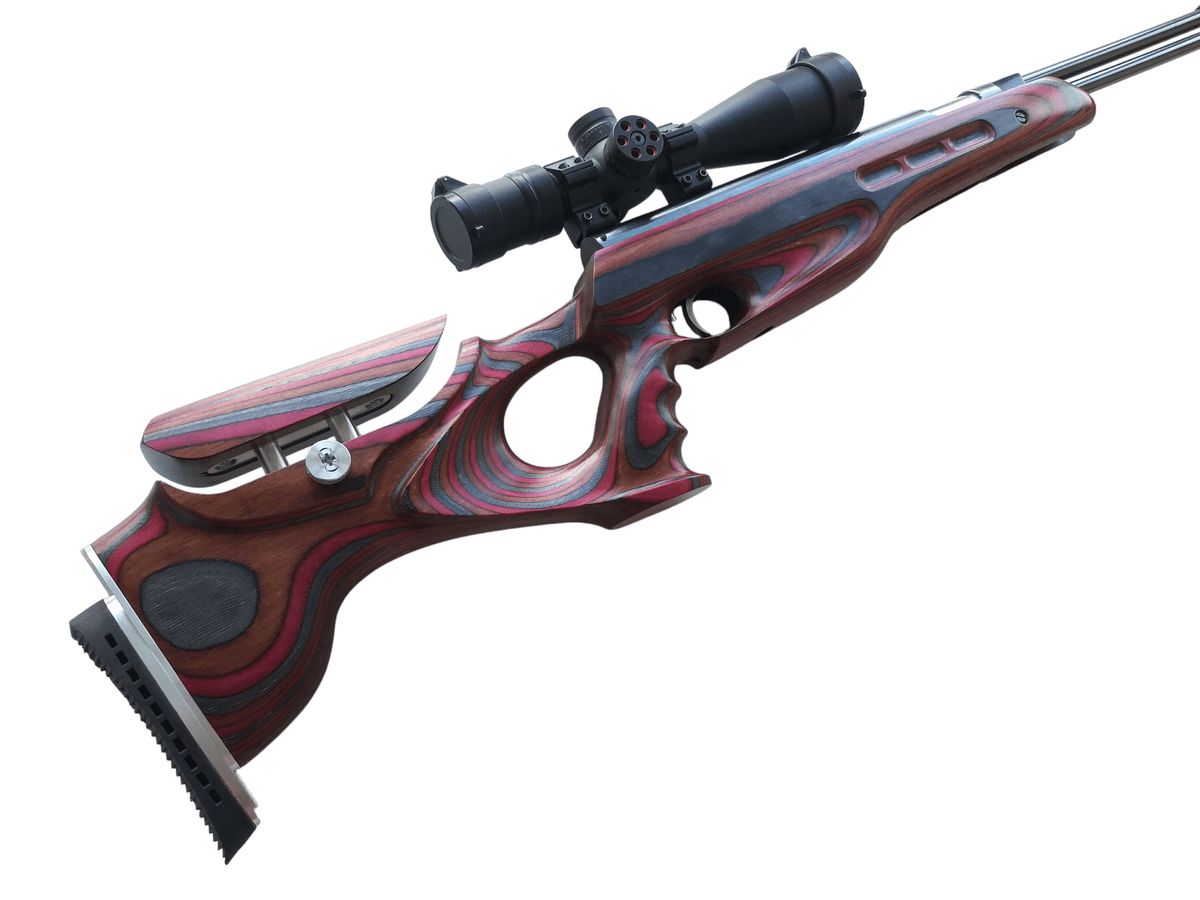 Custom stock for Weihrauch HW77,97-77K,97K FT design "coral snake" laminate + cheek riser and pad