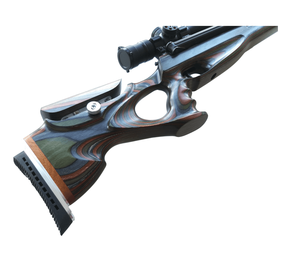 Custom stock for Diana 48/52 FT design forest camo laminate + cheek riser and pad