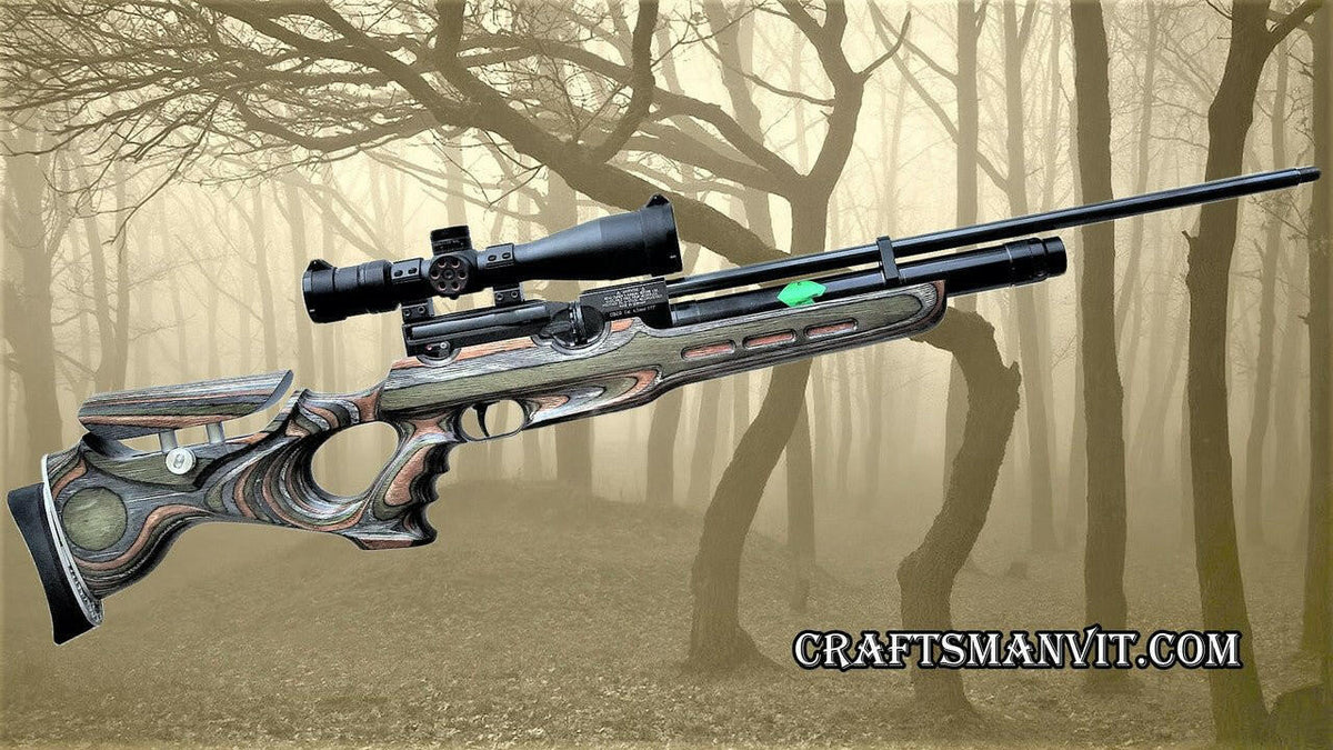 Custom stock for Weihrauch HW100/FSB "forest camo" FT design laminate + cheek riser and pad