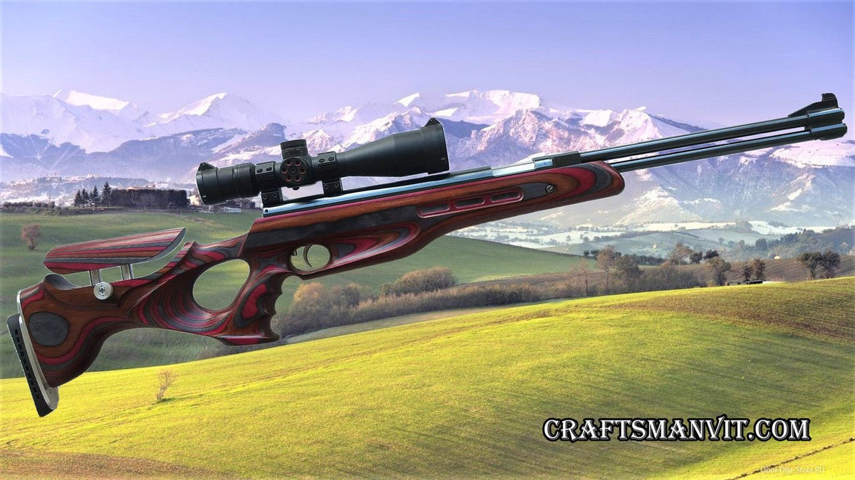 Custom stock for Weihrauch HW77,97-77K,97K FT design "coral snake" laminate + cheek riser and pad