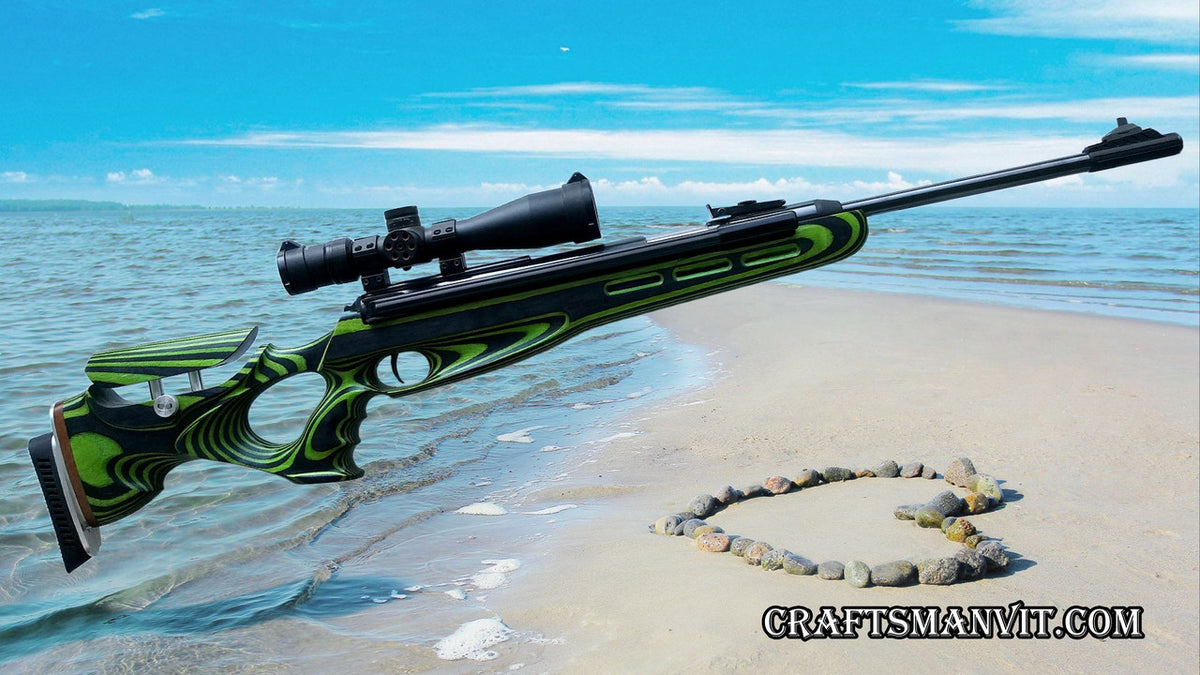 Custom stock for Diana 48/52 FT design "mamba green" laminate + cheek riser and pad