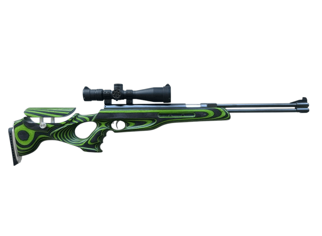 Custom stock for Weihrauch HW77,97-77K,97K FT design "mamba green" laminate + cheek riser and pad