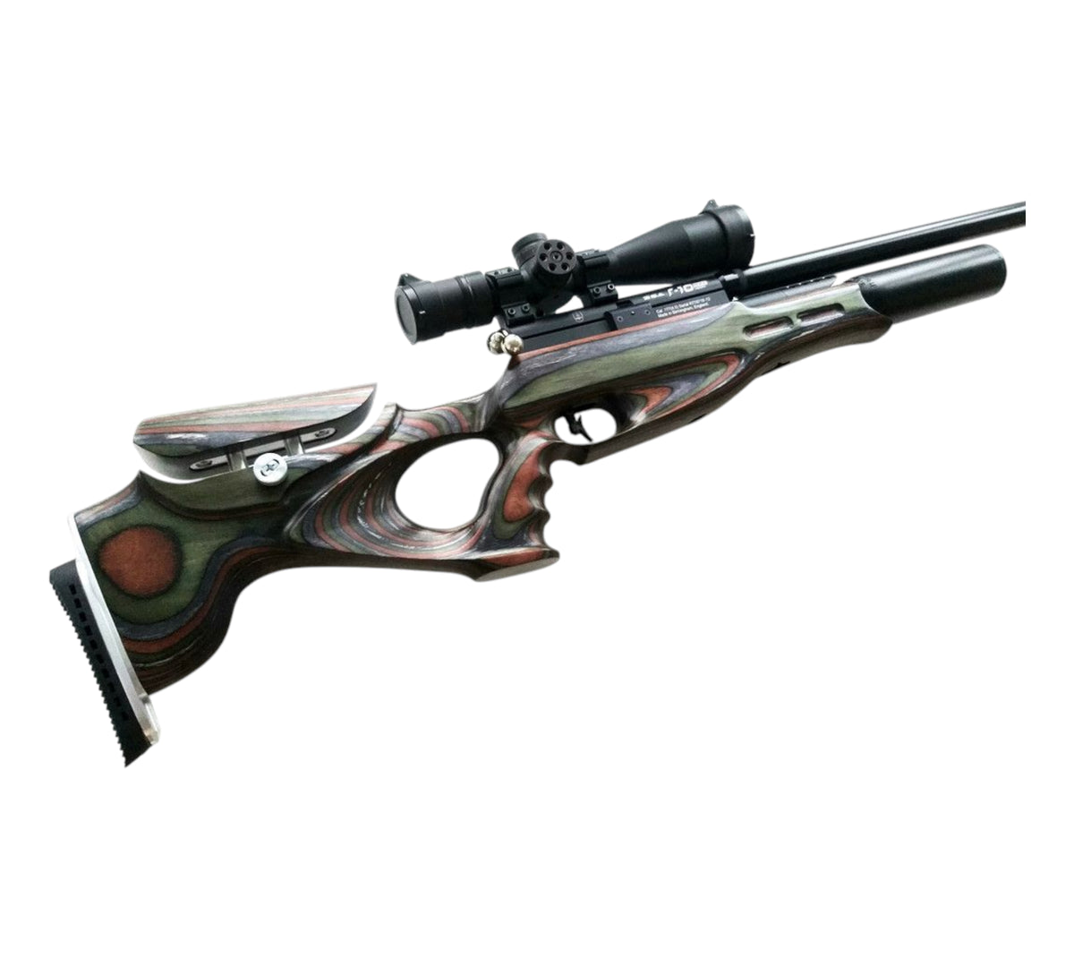 Custom stock for BSA R10 SE "forest camo" laminate + cheek riser and pad