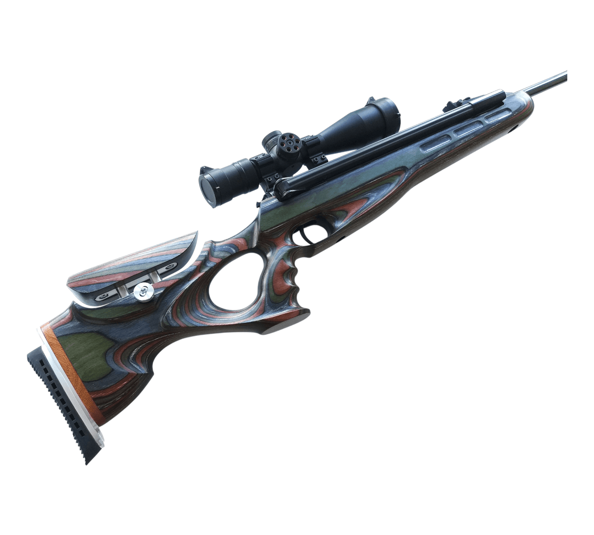 Custom stock for Diana 48/52 FT design forest camo laminate + cheek riser and pad
