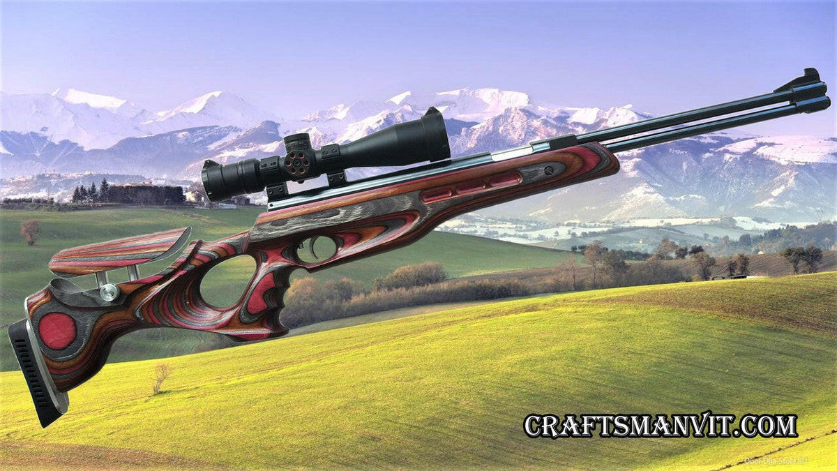 Custom stock for Weihrauch HW77,97-77K,97K FT design "coral snake" laminate + cheek riser and pad.