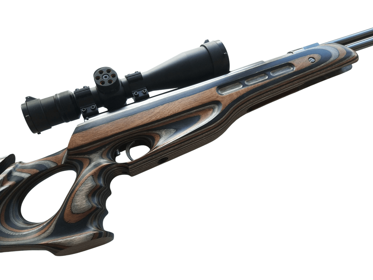 Custom stock for Weihrauch HW77,97-77K,97K FT design "mountain camo" laminate + cheek riser & pad