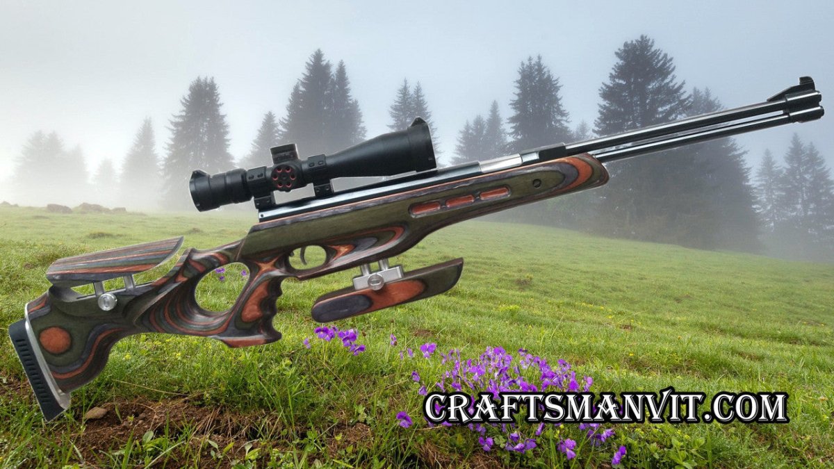 Custom stock for Weihrauch HW77,97-77K,97K FT edition "forest camo" laminate + cheek riser and pad
